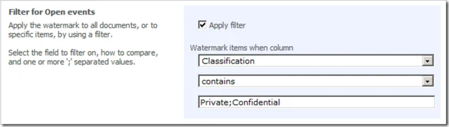 specifying filter criteria