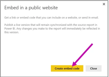 create embed code button