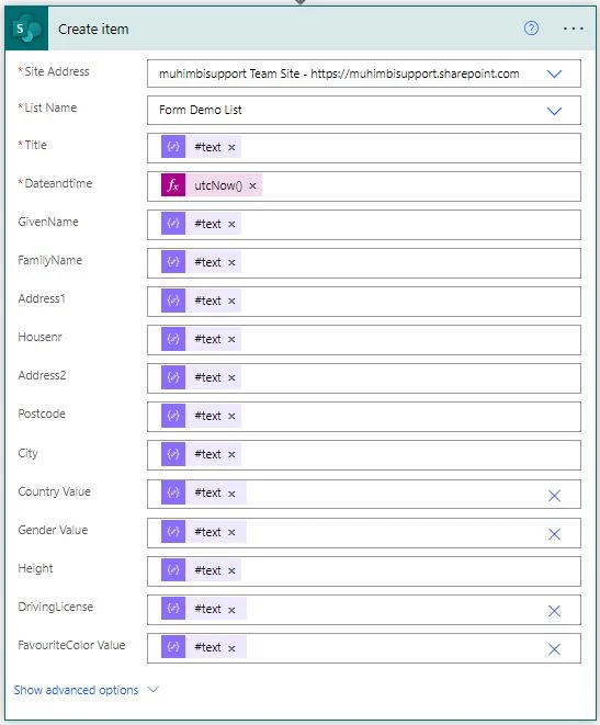add sharepoint item action
