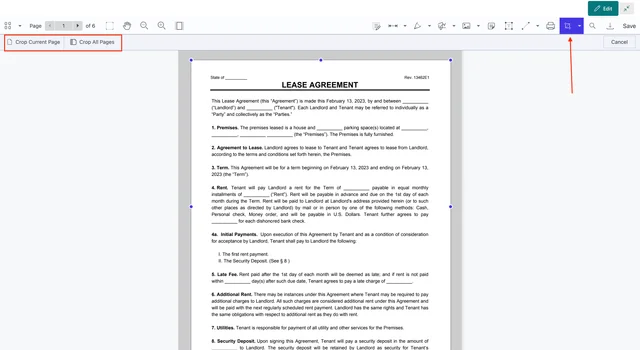 Crop PDF pages